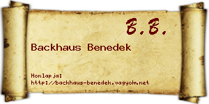 Backhaus Benedek névjegykártya